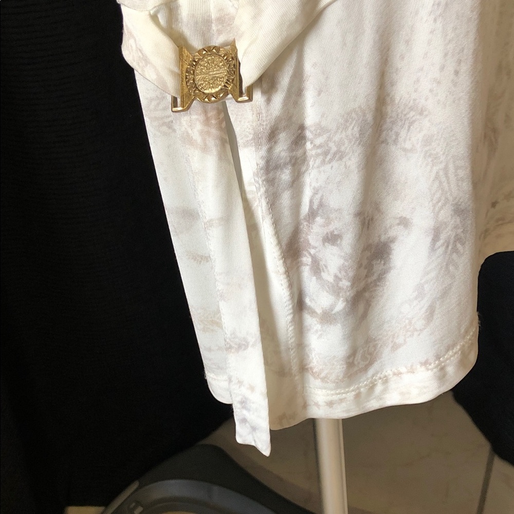 BALMAIN BEACHWEAR PLUNGING V NECK HALTER COVERUP • GOLD MEDALLION HARDWARE •Sz M - Picture 6 of 17
